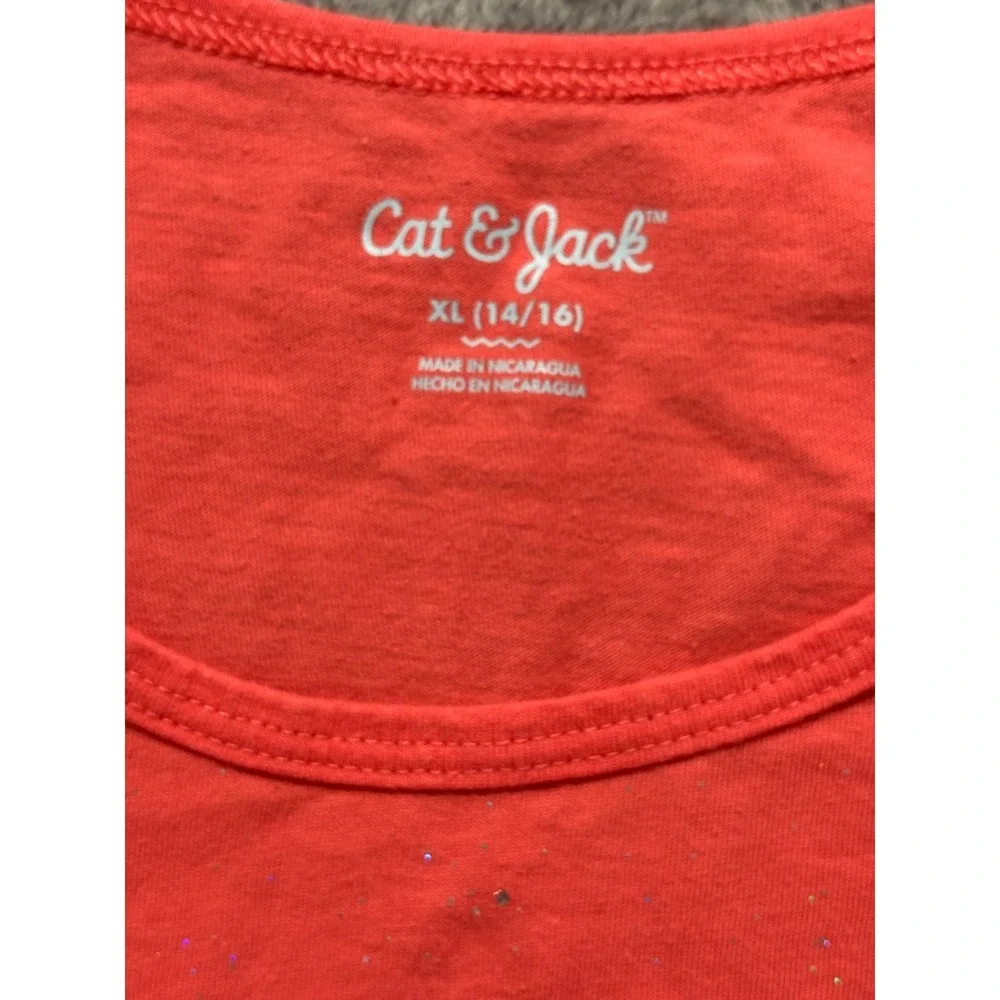 Cat & Jack XL Coral Pink Glitter Tank Top Womens Casual Cozy Sparkle Sleeveless